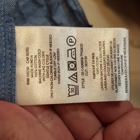 Joie Idonian Clip Dot Chambray Embroidered Long Sleeve Ruffle Blouse - Picture 12 of 12